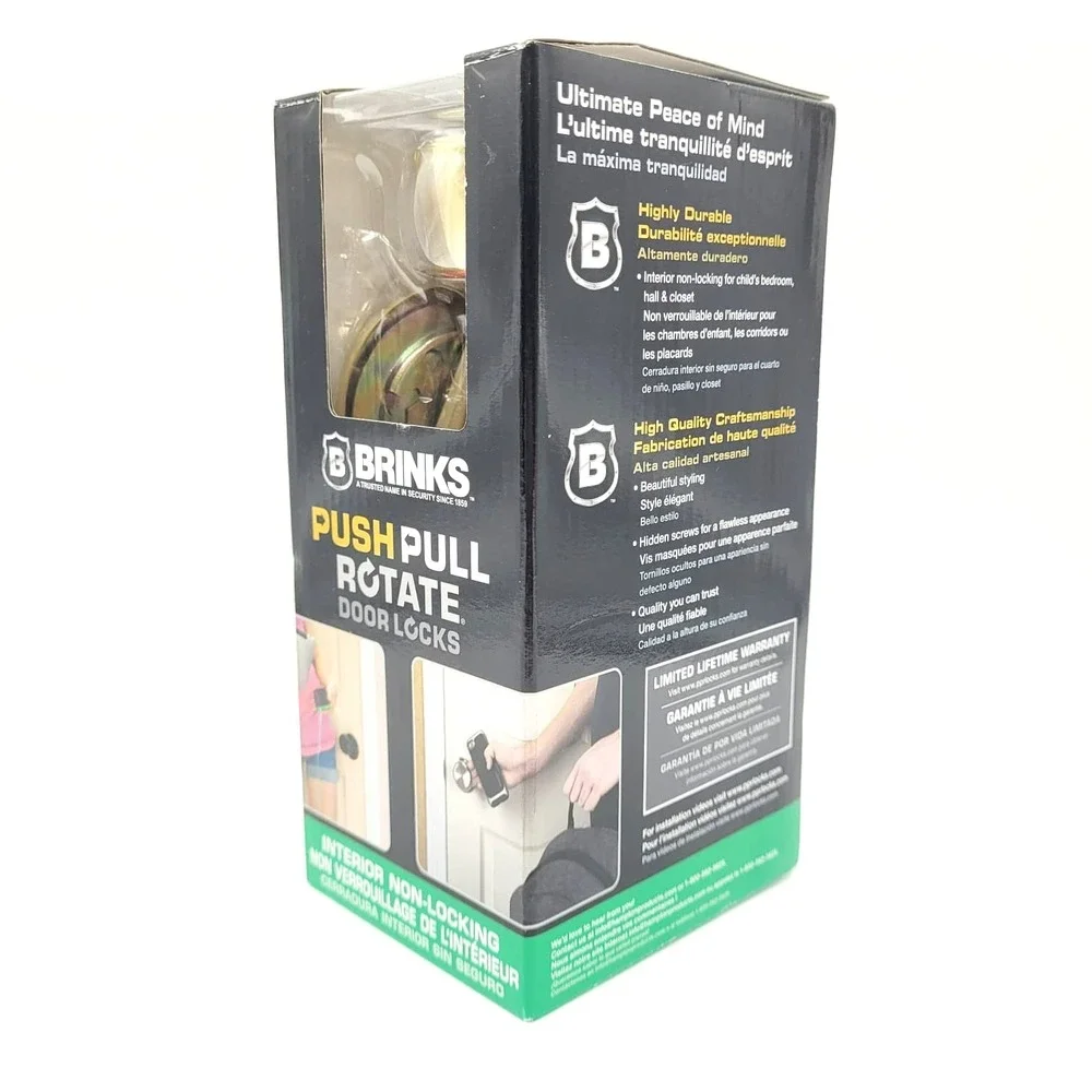 Brinks Push Pull Rotate Barrett Passage‎ Door Knob Polished Brass KW1 1.75